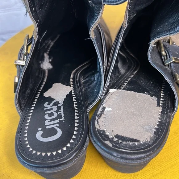 Sam Edelman Circus Hallie gladiator green leather suede heeled ankle bootie 9.5 - Picture 8 of 10